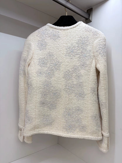 Chanel 2015 Rhinestone ecru Tweed Jacket