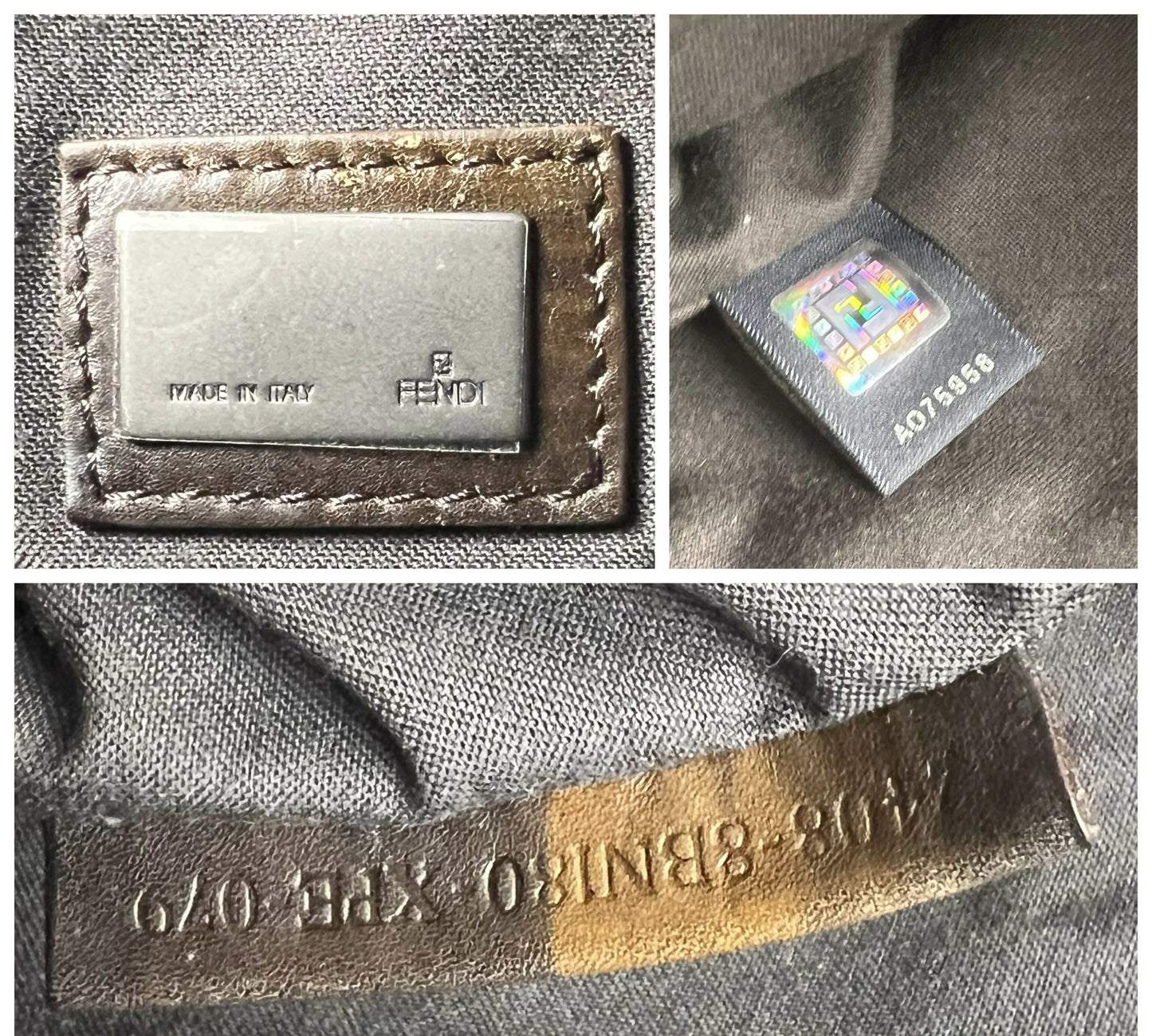 Rare Vintage Fendi Brown Zucca Leather Pony hair Canvas Patchwork Tote Bag