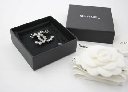 Chanel 17K Rhinestone Starlight Blue CC Brooch