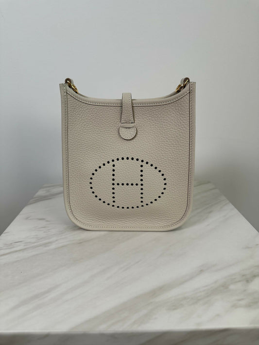 Hermes Mini Evelyne Clemence Craie GHW Stamp K 2025