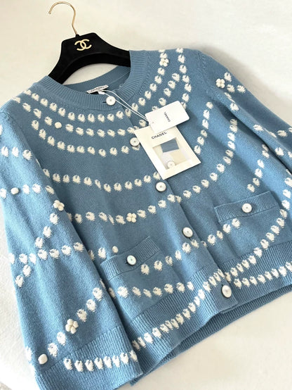 Chanel 25P Blue Pearl Cardigan