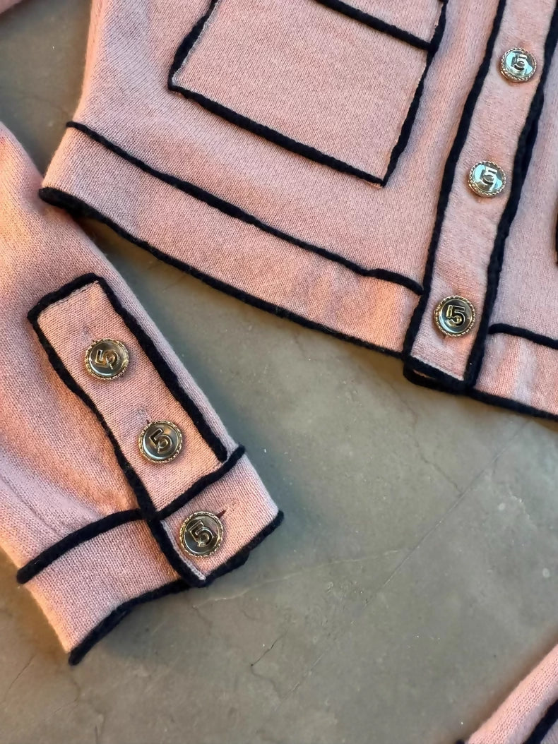 Chanel 21s pink and black cardigan