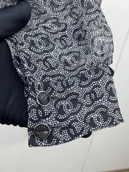 Chanel 23A double-C sheer silk shirt