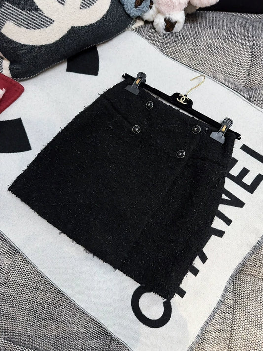 Chanel 21B Black Tweed Skirt