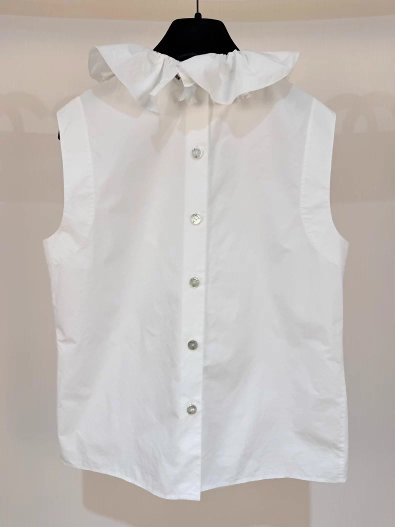 Chanel 22C floral white blouse