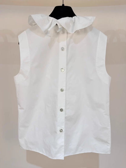 Chanel 22C floral white blouse