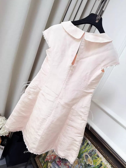 Chanel pink dress with a black tulle lining