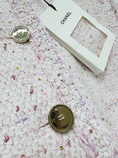 Chanel 26P pastel pink tweed jacket