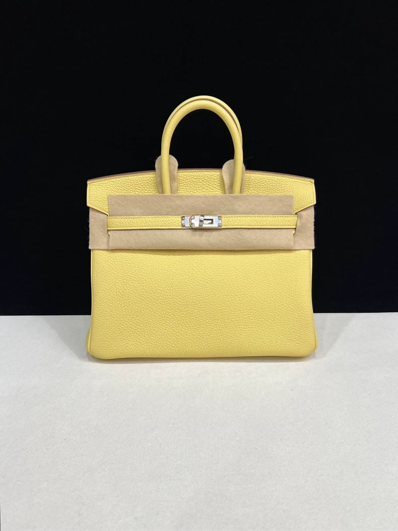 Hermes Birkin 25 Yellow Jaune Poussin Togo Leather Palladium Hardware
