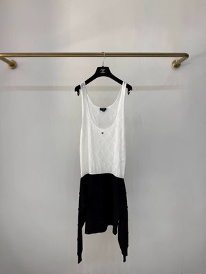 Chanel 24s black and white quilted dress