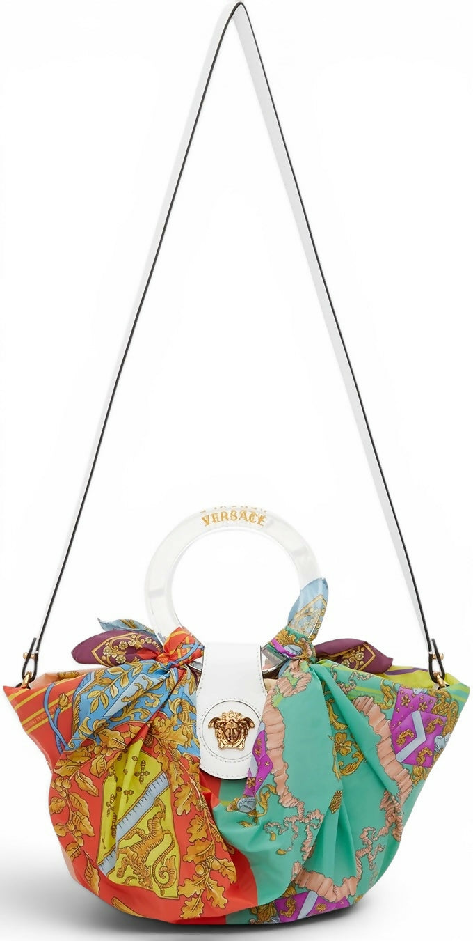 Versace 2022 La Medusa Small Straw Raffia Silk Bag