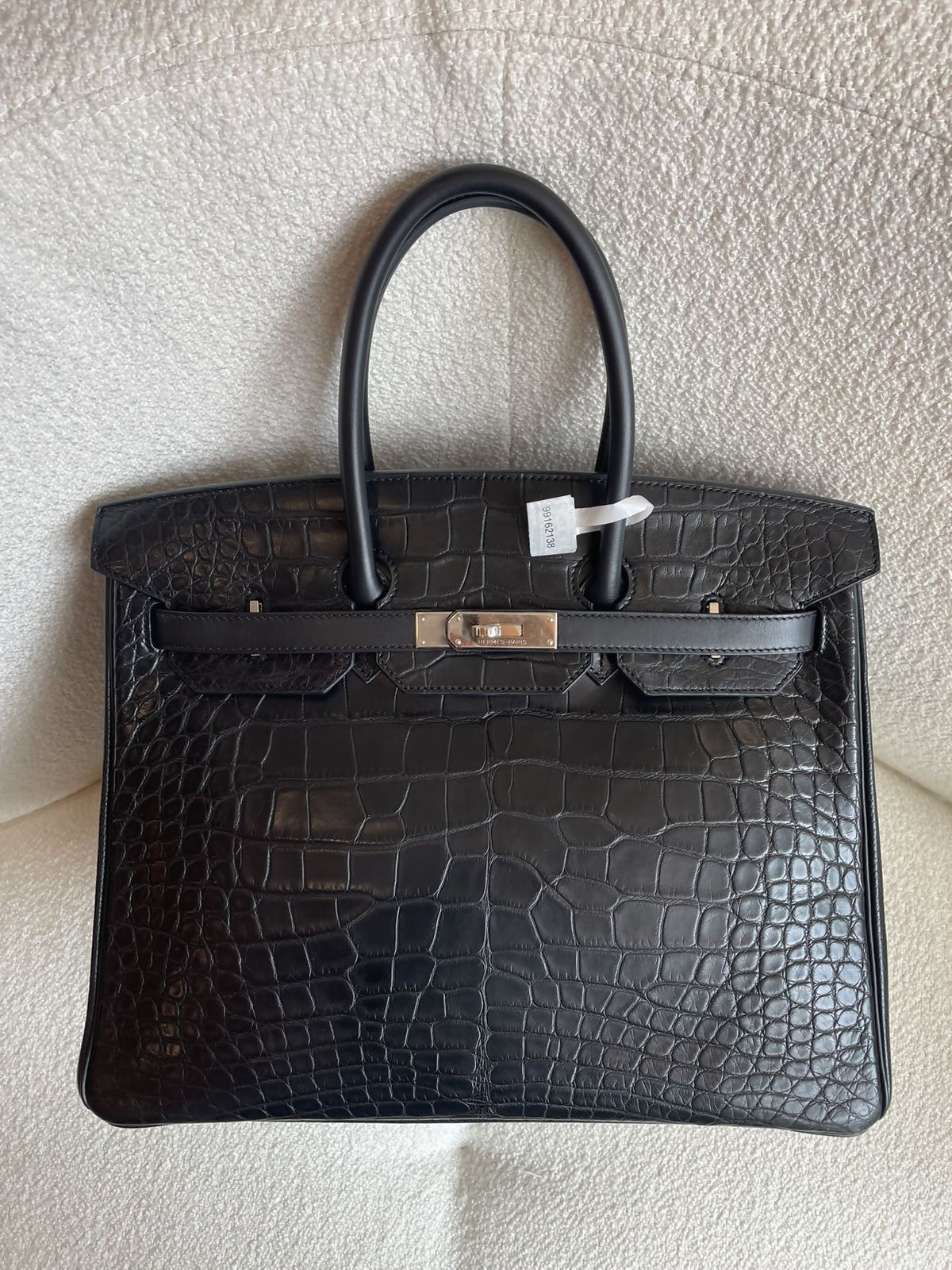 Hermes Birkin 35 Matte Crocodile Box and Togo Leather Palladium Hardware 