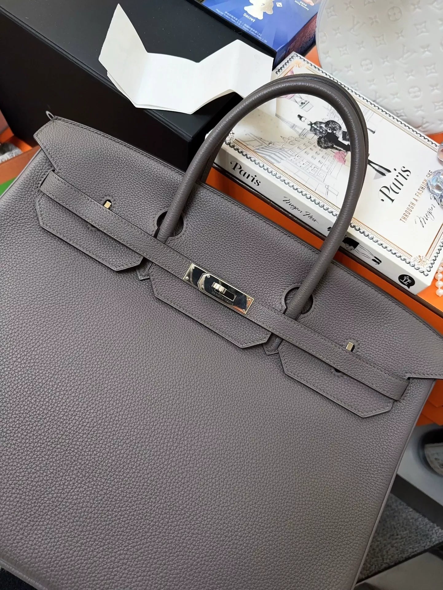 Hermes Birkin 40 Gray Togo leather palladium hardware