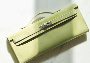 Hermès Kelly Cut Doblis Suede Leather 6J Tilleul / Linden Green / Bodhi Green with Hardware
