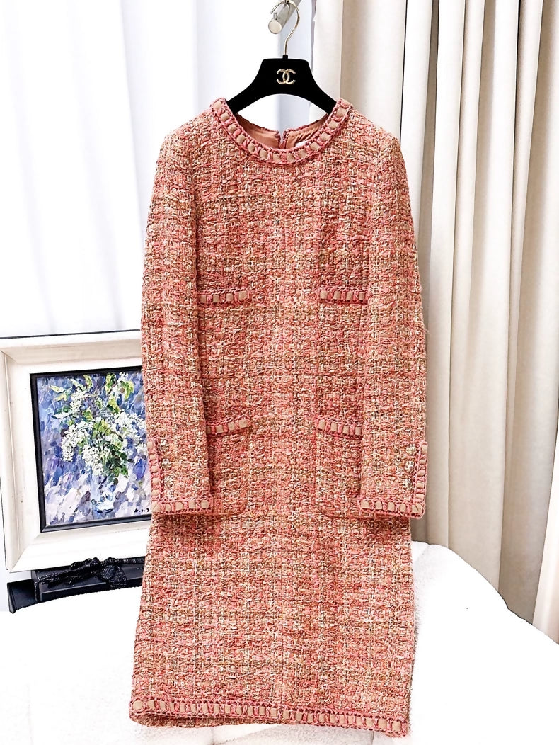Chanel 2016 orange tweed dress