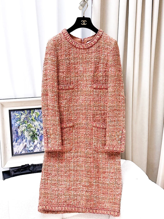 Chanel 2016 orange tweed dress