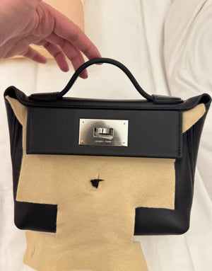 Hermès 24/24 Mini Noir / Black Veau Volupto Leather with Palladium Hardware K Stamp