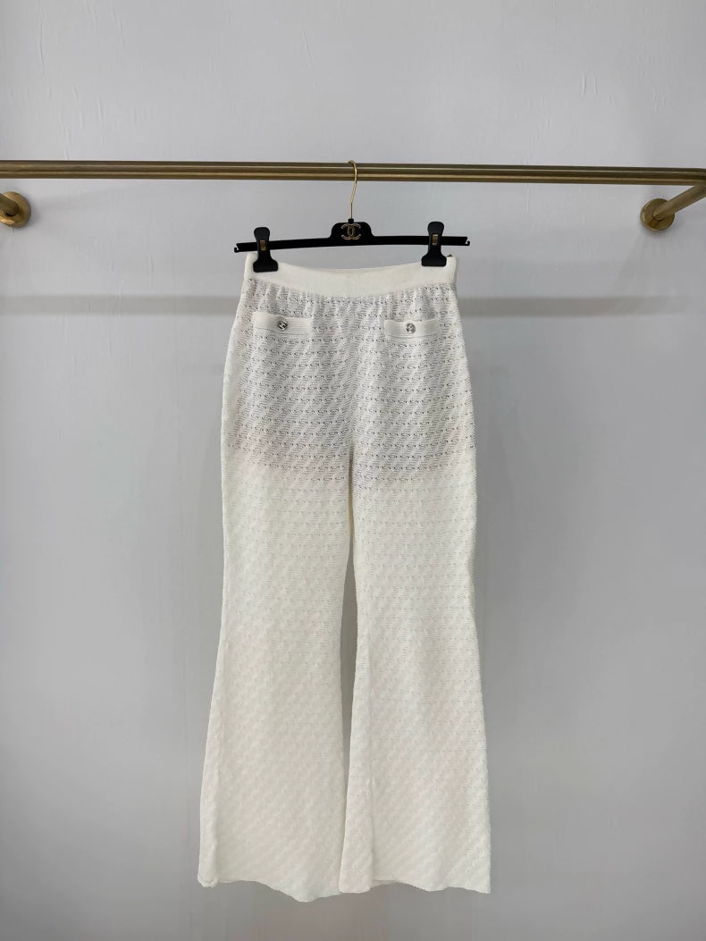 Chanel 23A white knit casual pants