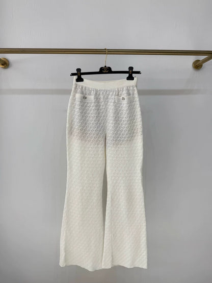 Chanel 23A white knit casual pants