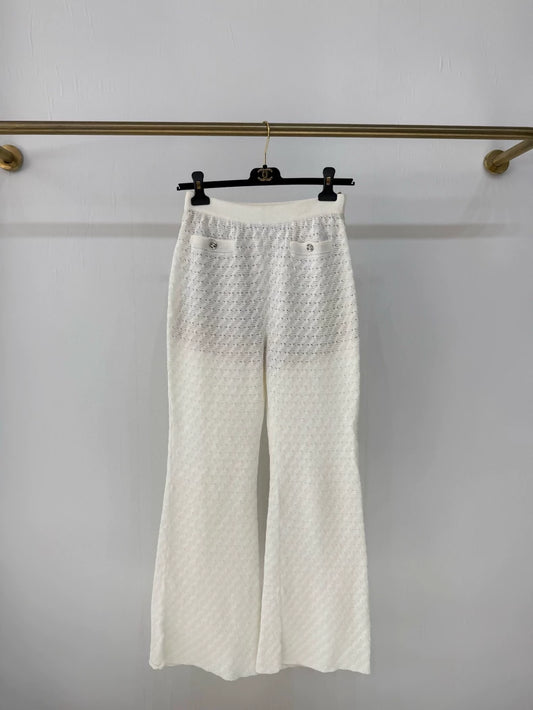 Chanel 23A white knit casual pants