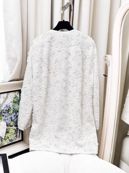 Chanel 19S white sequined terry cloth jacket