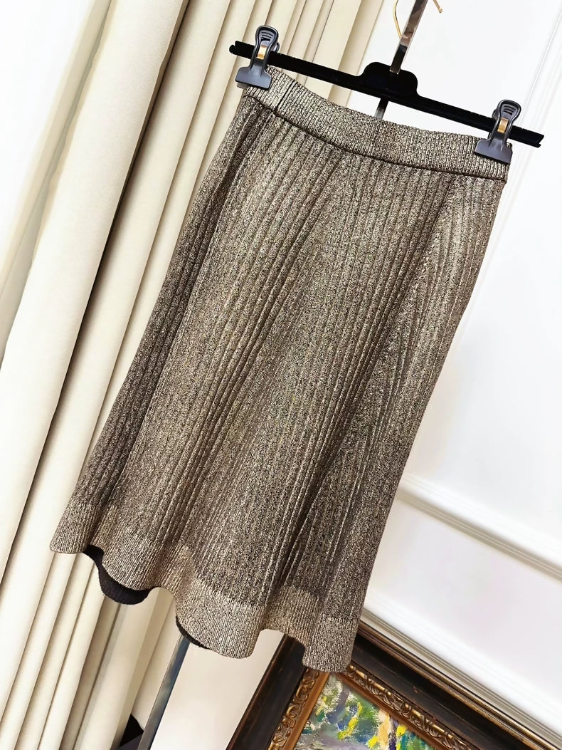 Louis Vuitton gold mesh midi skirt