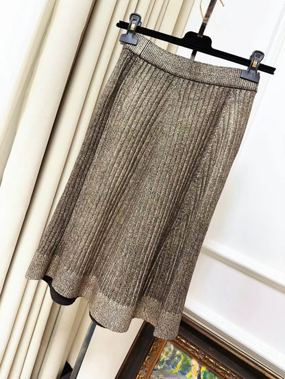 Louis Vuitton gold mesh midi skirt