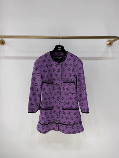 Chanel 22S purple CC logo denim jacket