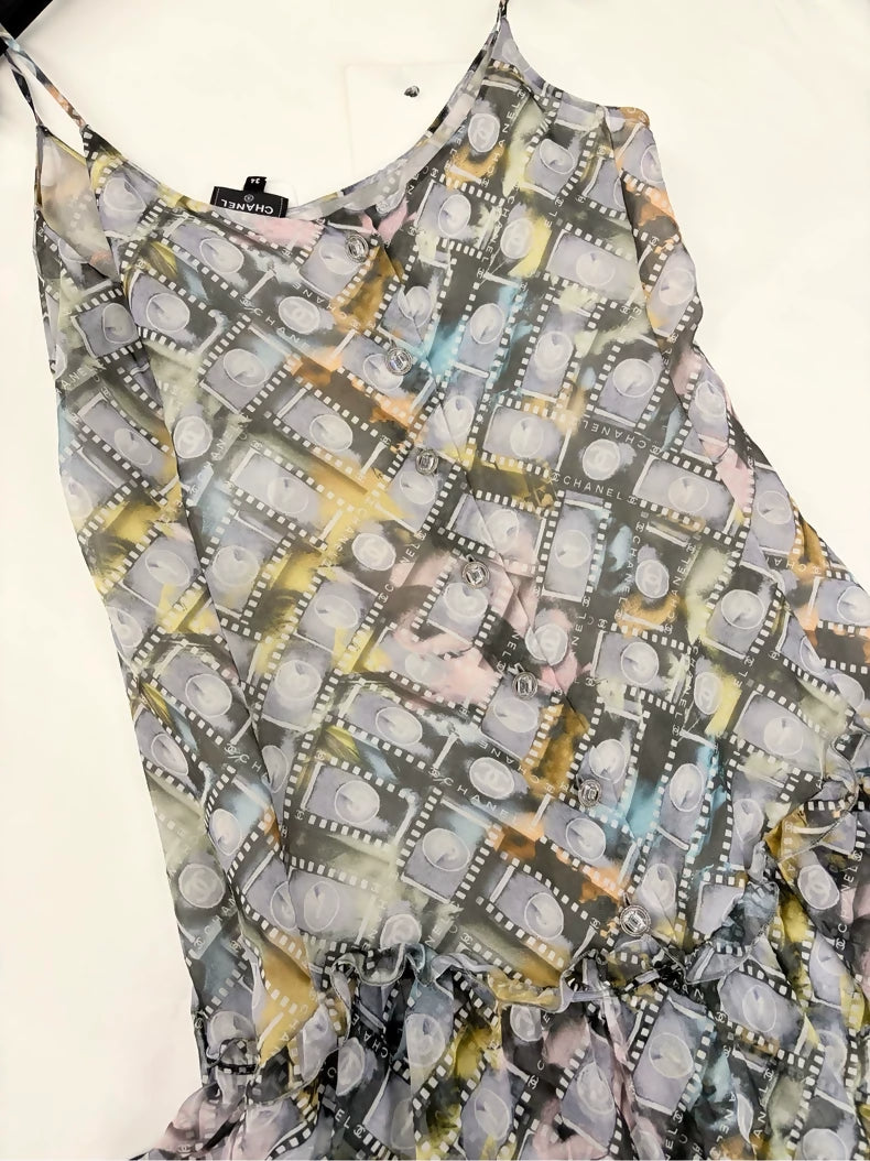 Chanel 24k silk graffiti dress
