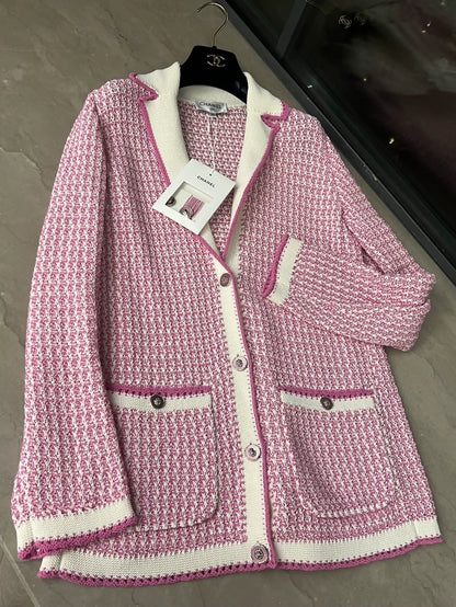 Chanel pink knit cardigan