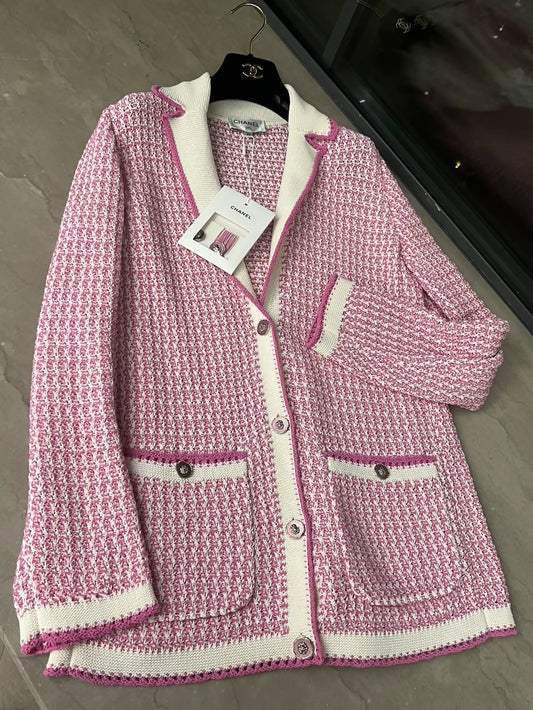 Chanel pink knit cardigan