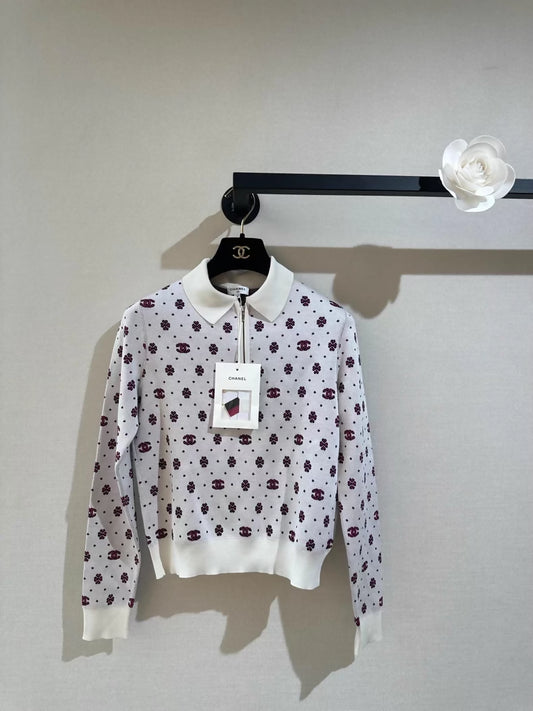 Chanel 23P four-leaf clover knit sweater
