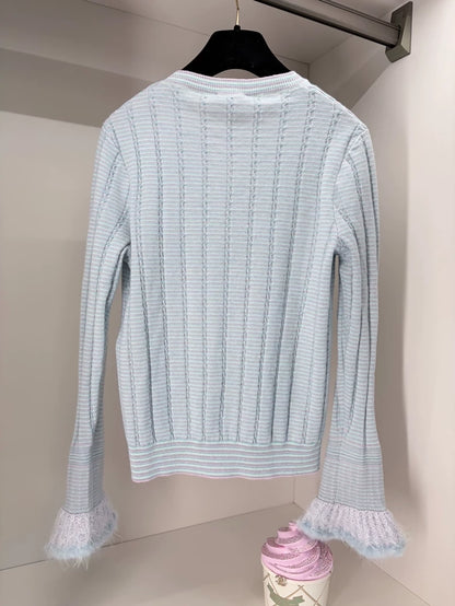 Chanel 25B baby blue cardigan
