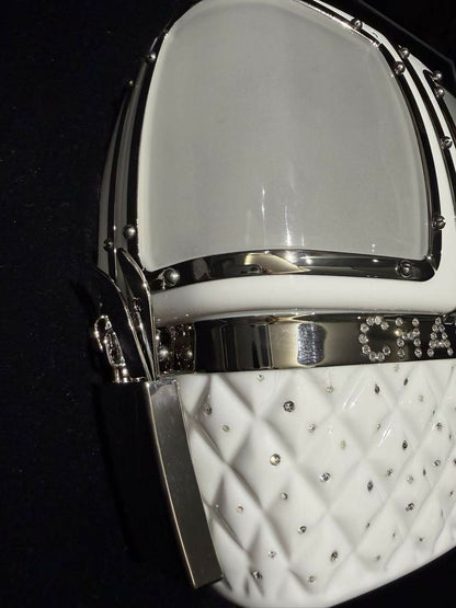 Chanel 2019 Limited Edition Ski Cable Car / Gondola Lift Minaudière Clutch Bag White Resin & Strass Silver Hardware