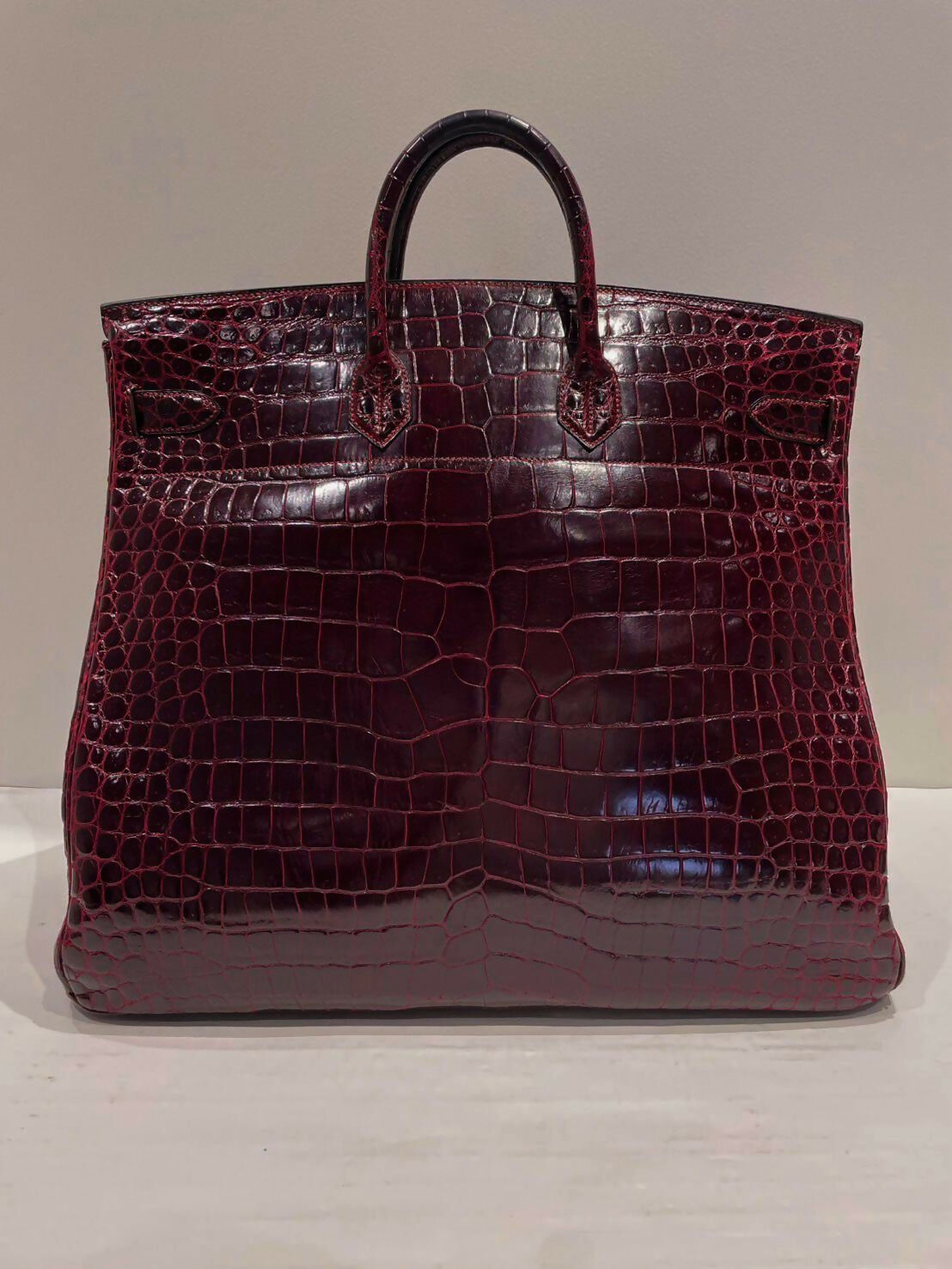 Hermès HAC 50 Bordeaux Porosus Crocodile GHW