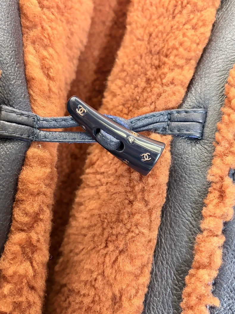 Chanel 23K black & brown shearling and lambskin coat