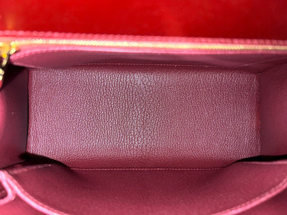 Hermes Kelly 25 red box leather Gold hardware