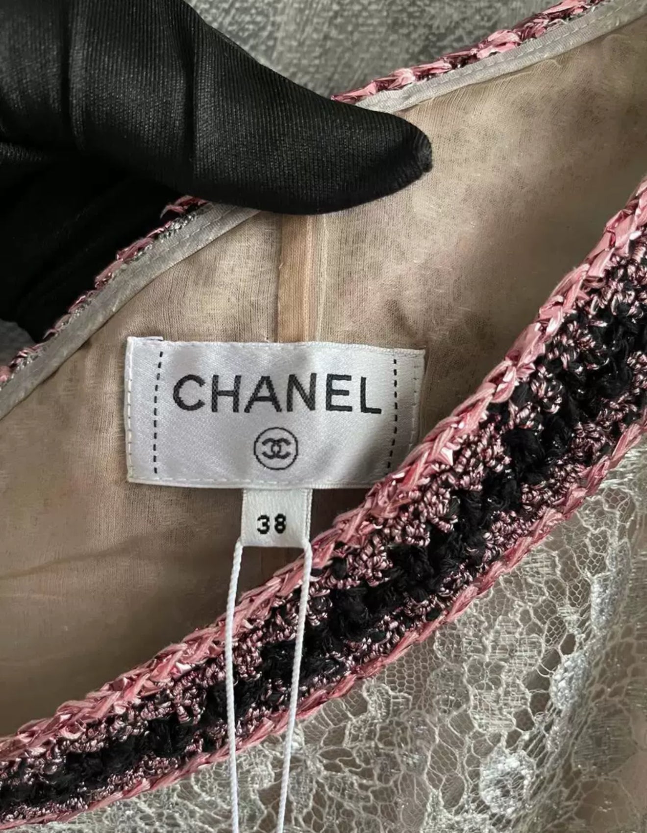 Chanel 23P Silver Iridescent Lace dress
