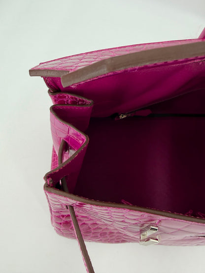 Hermes JPG Birkin Shoulder 5J Rose Scheherezade Shiny Porosus Crocodile leather palladium hardware
