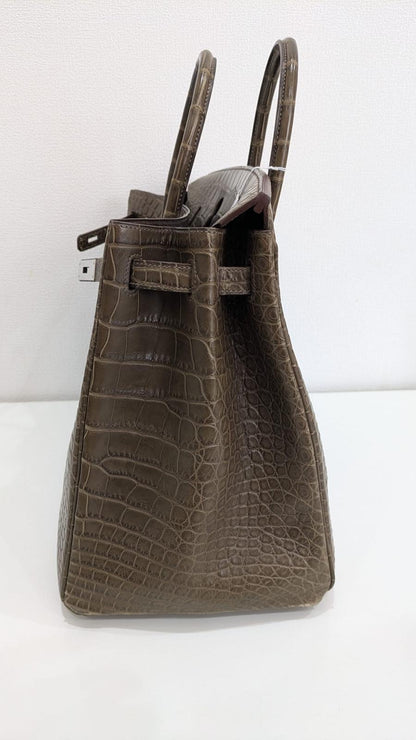 Rare Hermes Birkin 40 Gris Elephant Matte Alligator leather palladium hardware