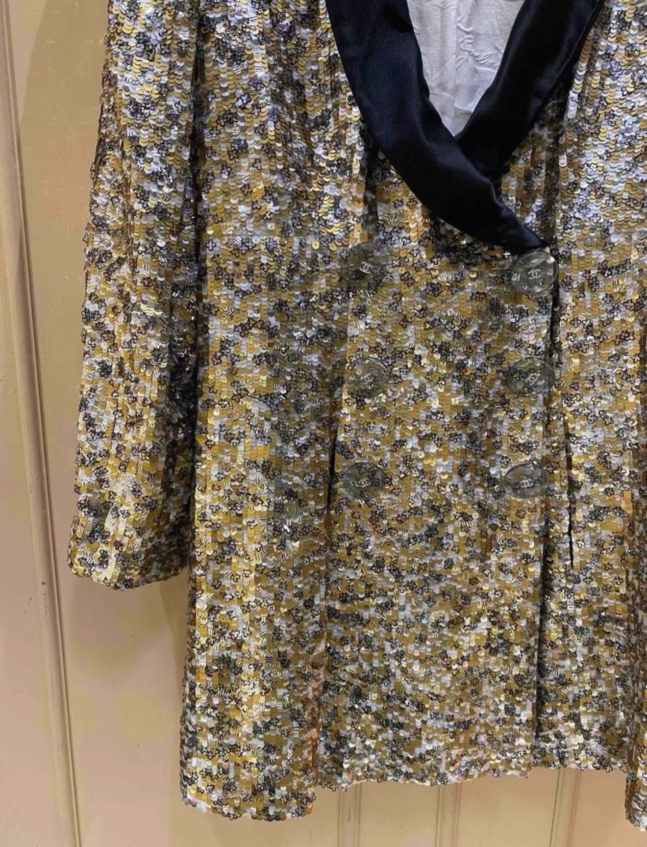 Chanel 17A Gold Sequin Jacket