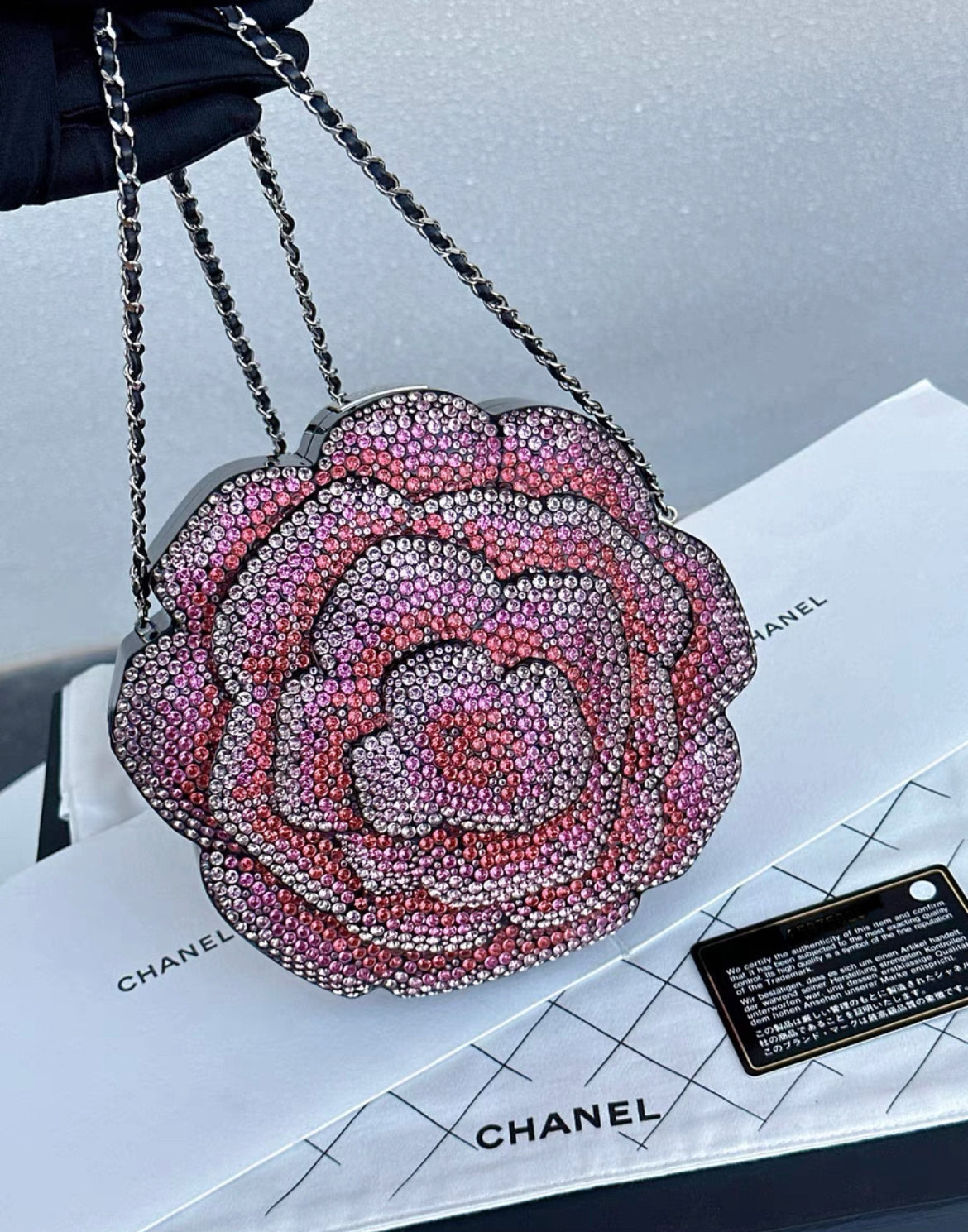 Chanel 2018 Strass in the forest Camellia Evening bag in pink