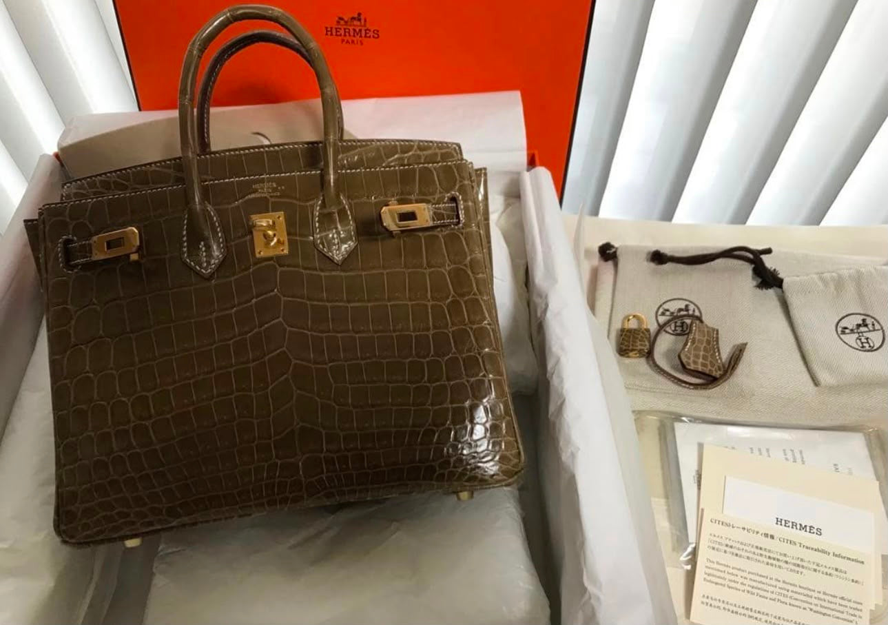 Hermes Birkin 25 Ficelle shiny niloticus gold hardware  - Rare colour -