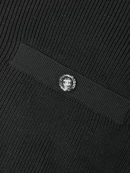 Chanel 24A Black and Red Cardigan