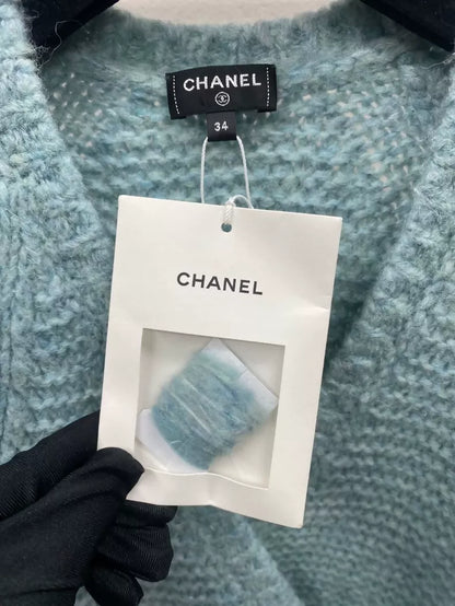 Chanel 21k baby blue wool cardigan