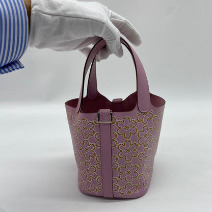 HERMÈS LUCKY DAISY MICRO PICOTIN 14, SWIFT, MAUVE SYLVESTRE