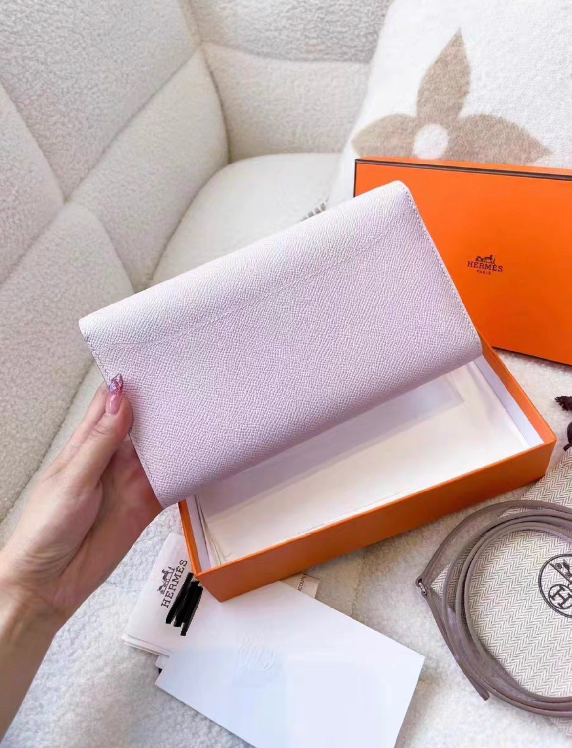 Hermès Constance Wallet To Go Mauve Pale Epsom Palladium - Wararni