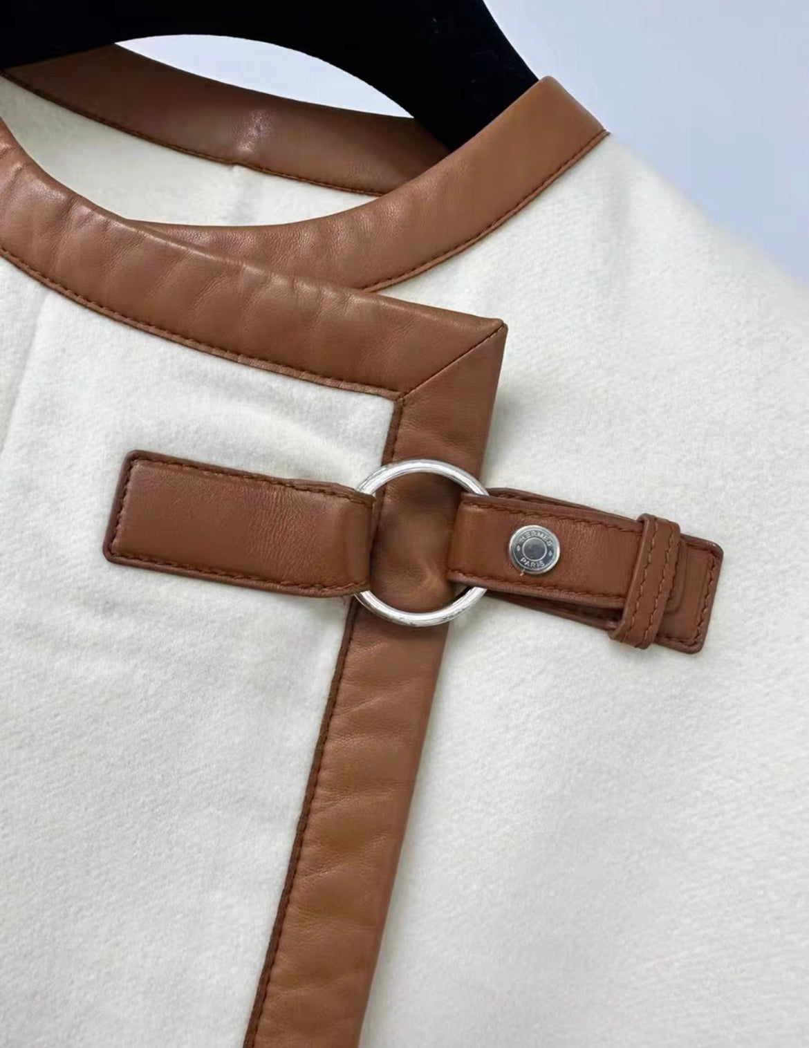 Hermes long cream white leather cashmere coat size 36 – Wararni.com