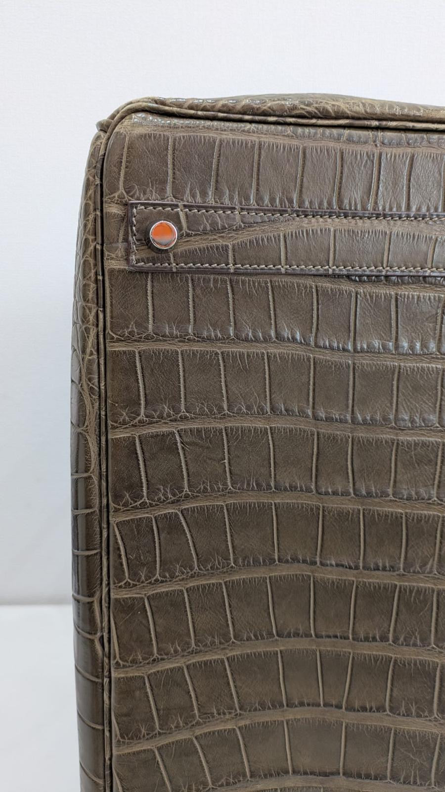 Rare Hermes Birkin 40 Gris Elephant Matte Alligator leather palladium hardware