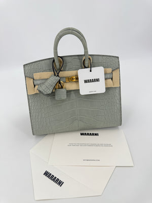 Hermès Birkin 20 Gris Ciment Matte Alligator Gold Hardware